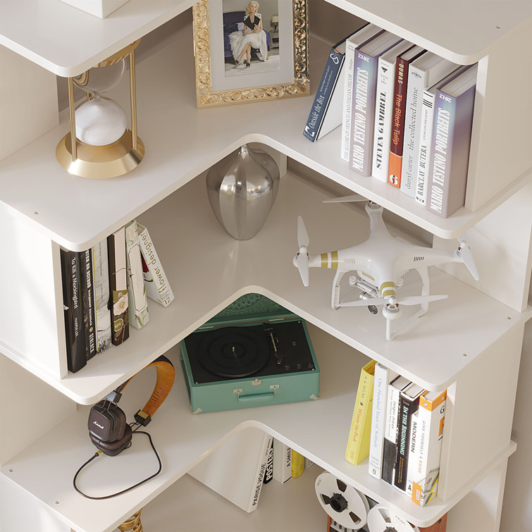 Small white shop corner bookcase